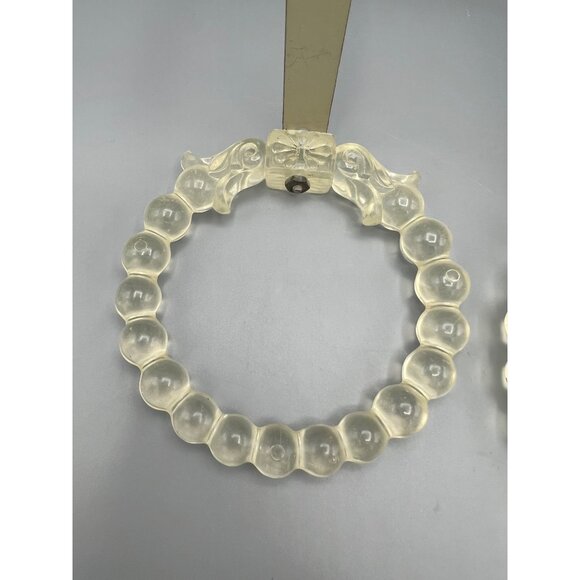 Art Deco Lucite Curtain Tiebacks Beaded Floral Design & Metal Mounting Brackets* - Picture 2 of 16